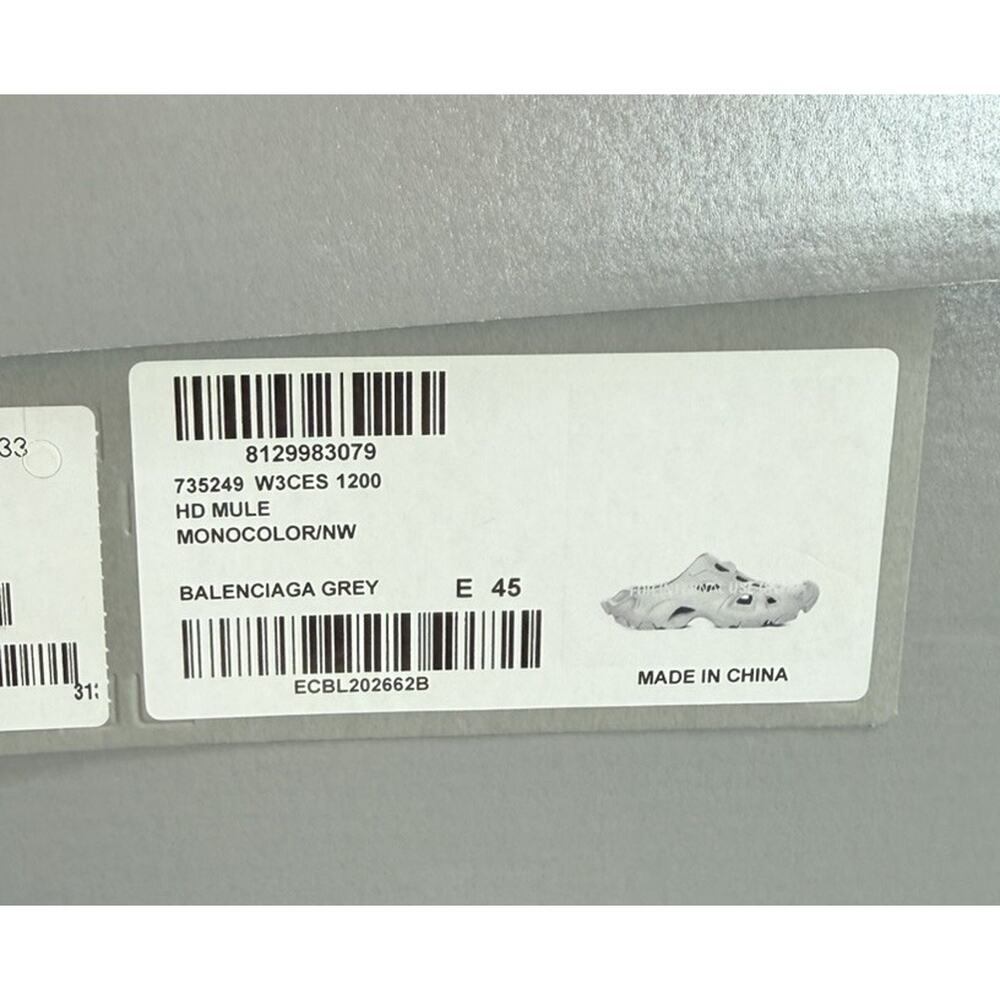 Size 45EU/12US - Balenciaga HD Mule Slip On Gray NEW! - Picture 10 of 10